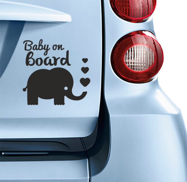 Σήμα Baby on Board Με Αυτοκόλλητο Ελέφαντας